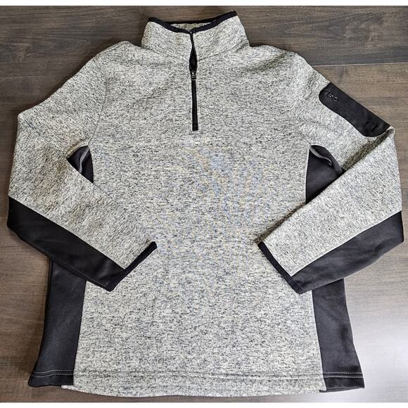 Beverly Hills Polo Club Men's Gray and Black Quarter Zip Pullover Sweater Size L - Picture 1 of 4